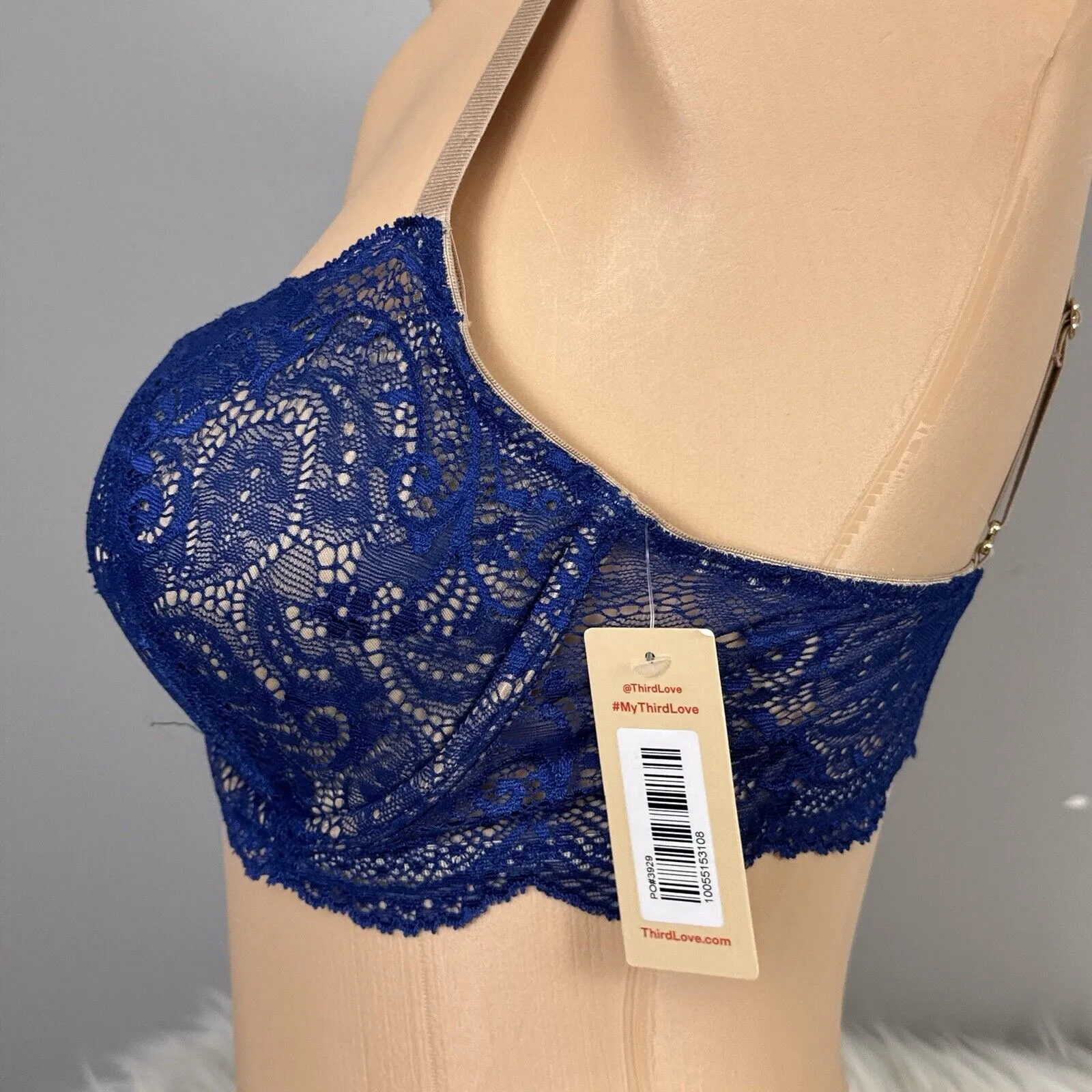 Third Love 24/7 Lace Balconette Bra Size 34D Blue New NWT Thirdlove Underwire - Image 3