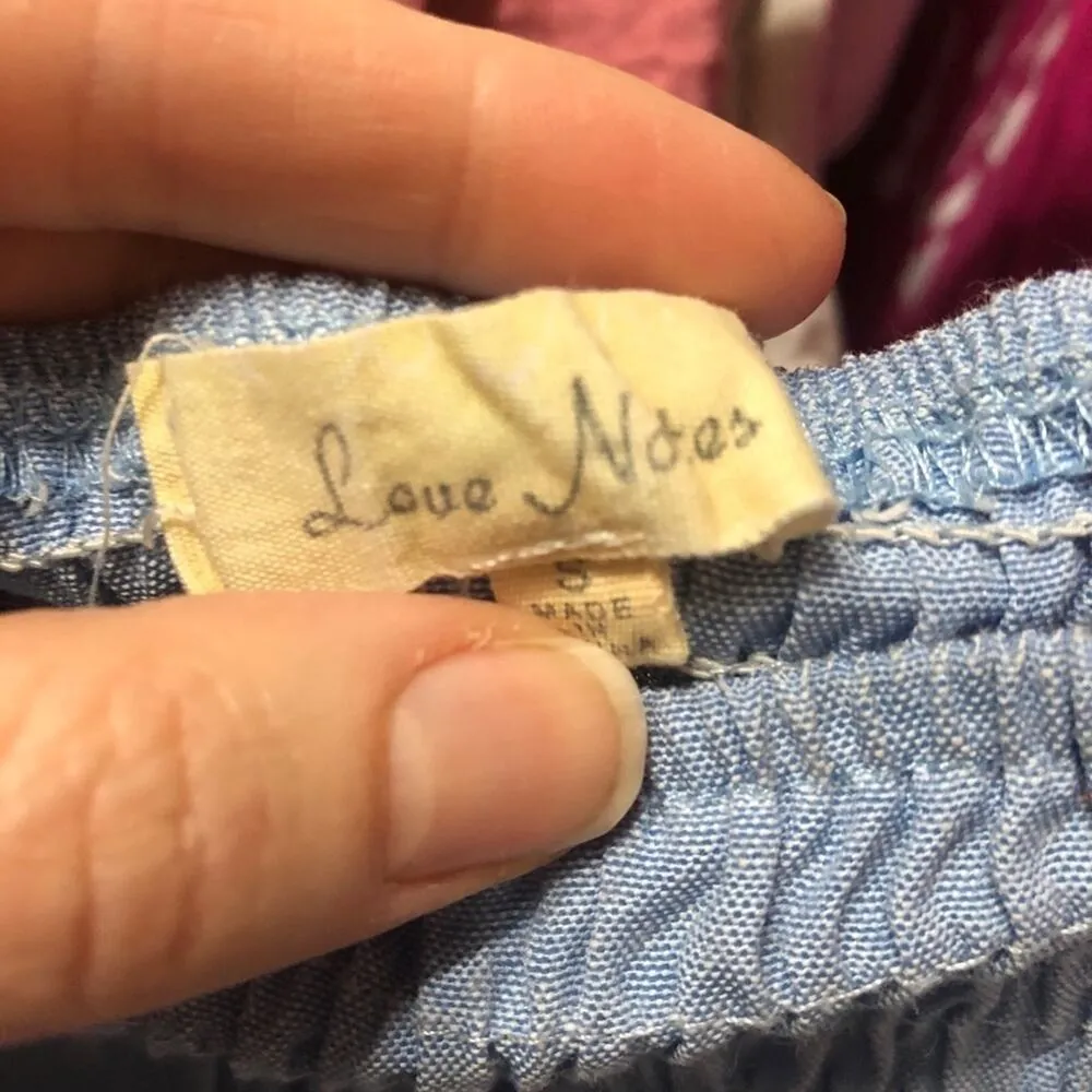 Love Notes Chambray Off Shoulder Smocked Blouse Womens S Casual Coastal Cowgirl - Image 3