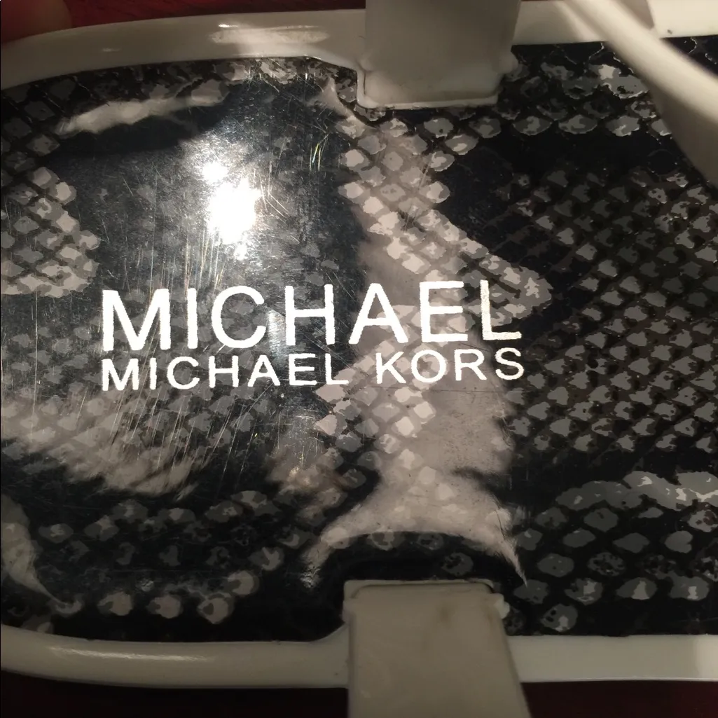 MICHAEL Michael Kors White and Black Snake Print Sandals - Image 2