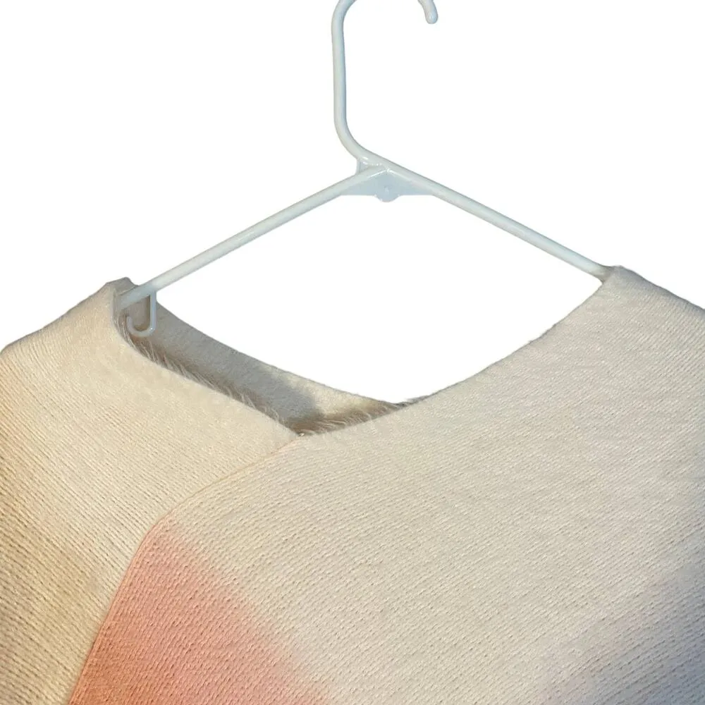 L.I.B. New York Pink & Cream Ombre Fringe Trim Cape Pullover Poncho Women Sz OS - Image 6