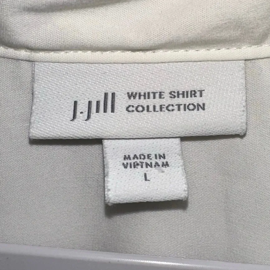 J. Jill White Shirt Collection White Mock Neck High Low Blouse Size L - Image 5