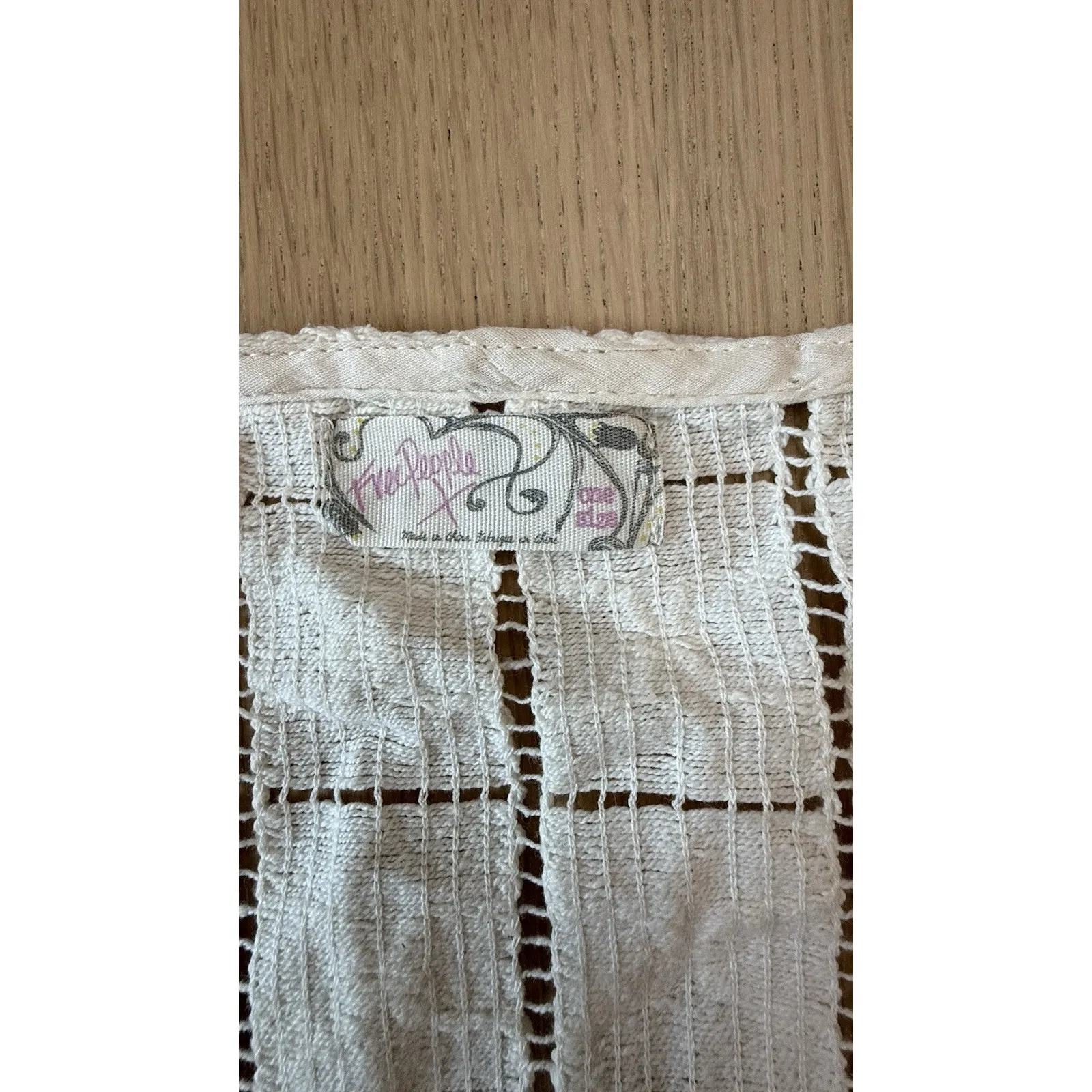 Free People ONE SIZE Cream Ivory Lace Embroidered Mini Dress Cover Up - Image 6