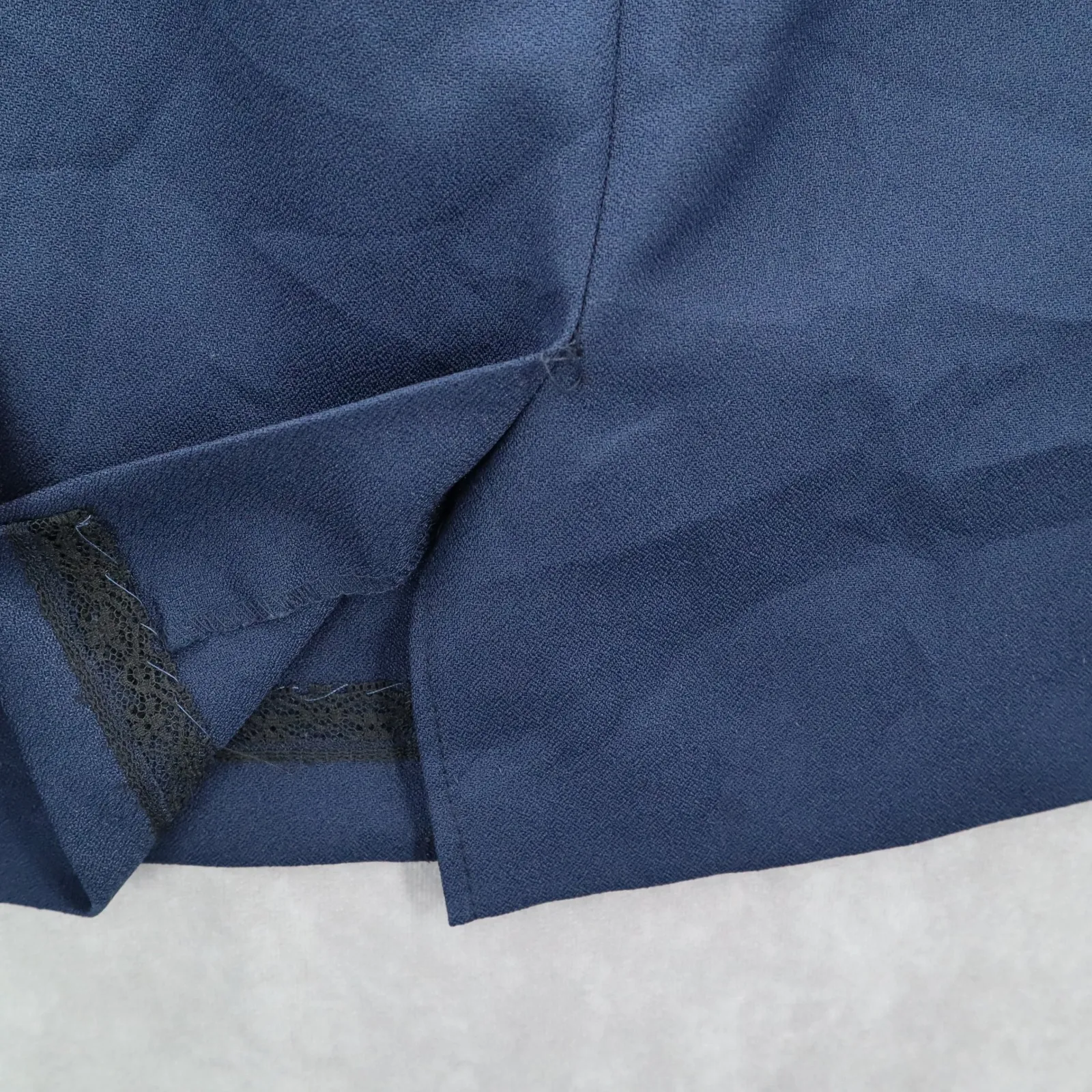 Navy Blue Pencil Secretary Business Casual Pull On Elastic Knee‎ Length Skirt 14 - Image 5