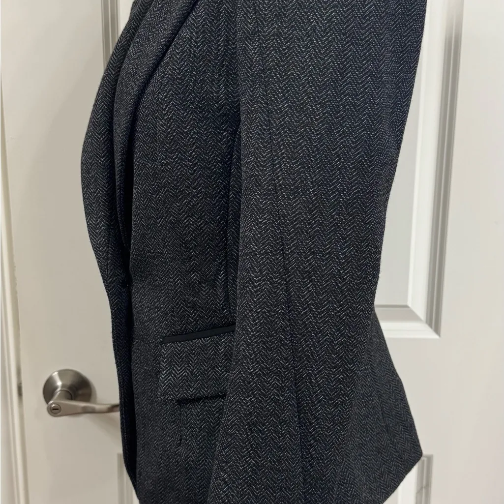 White House Black Market Dark Gray Herringbone Blazer - Image 2