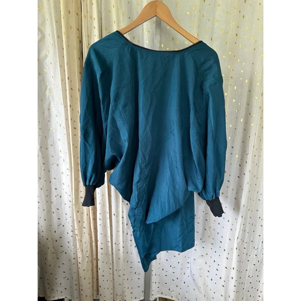 Rachel Roy Wrap Kimono Parachute Dolman Sleeve Zip Up Around Hem Mini Dress 6 Blue - Image 4