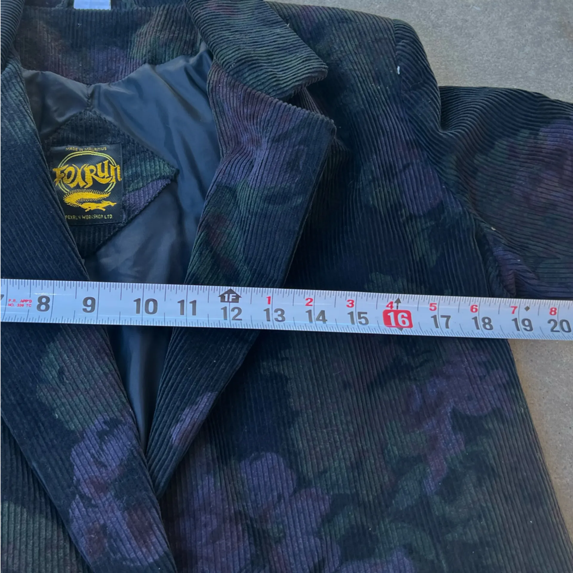 Fox Run Floral Corduroy Boyfriend Blazer in Blue with Pockets Women’s Sz 11/12 - Image 5