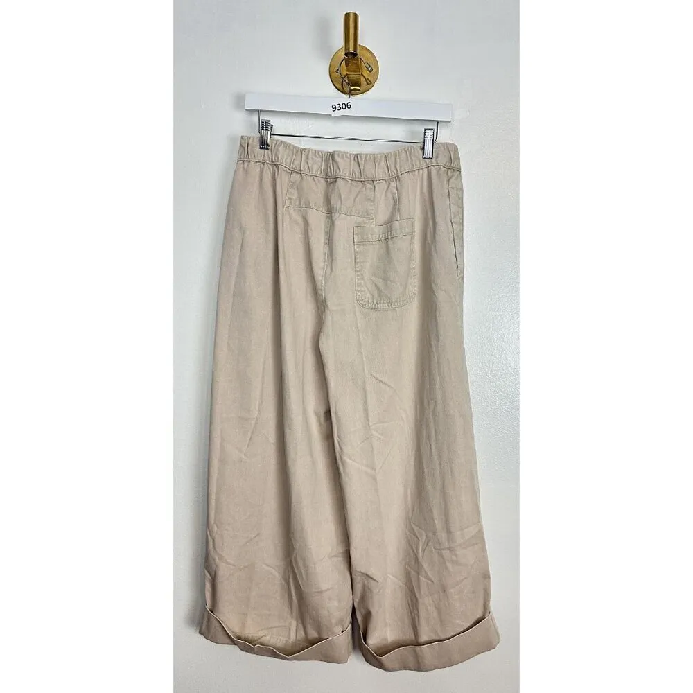 FREE PEOPLE After Love Roll Cuff Wide Leg Pants in Sandshell Size Medium - Image 8