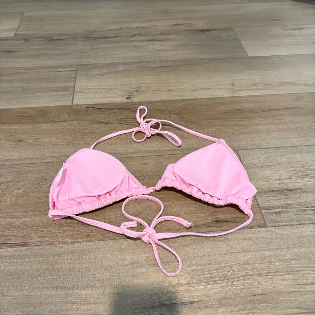 Stoney Clover Lane x Target Textured String Triangle Bikini Top pink size large - Image 3