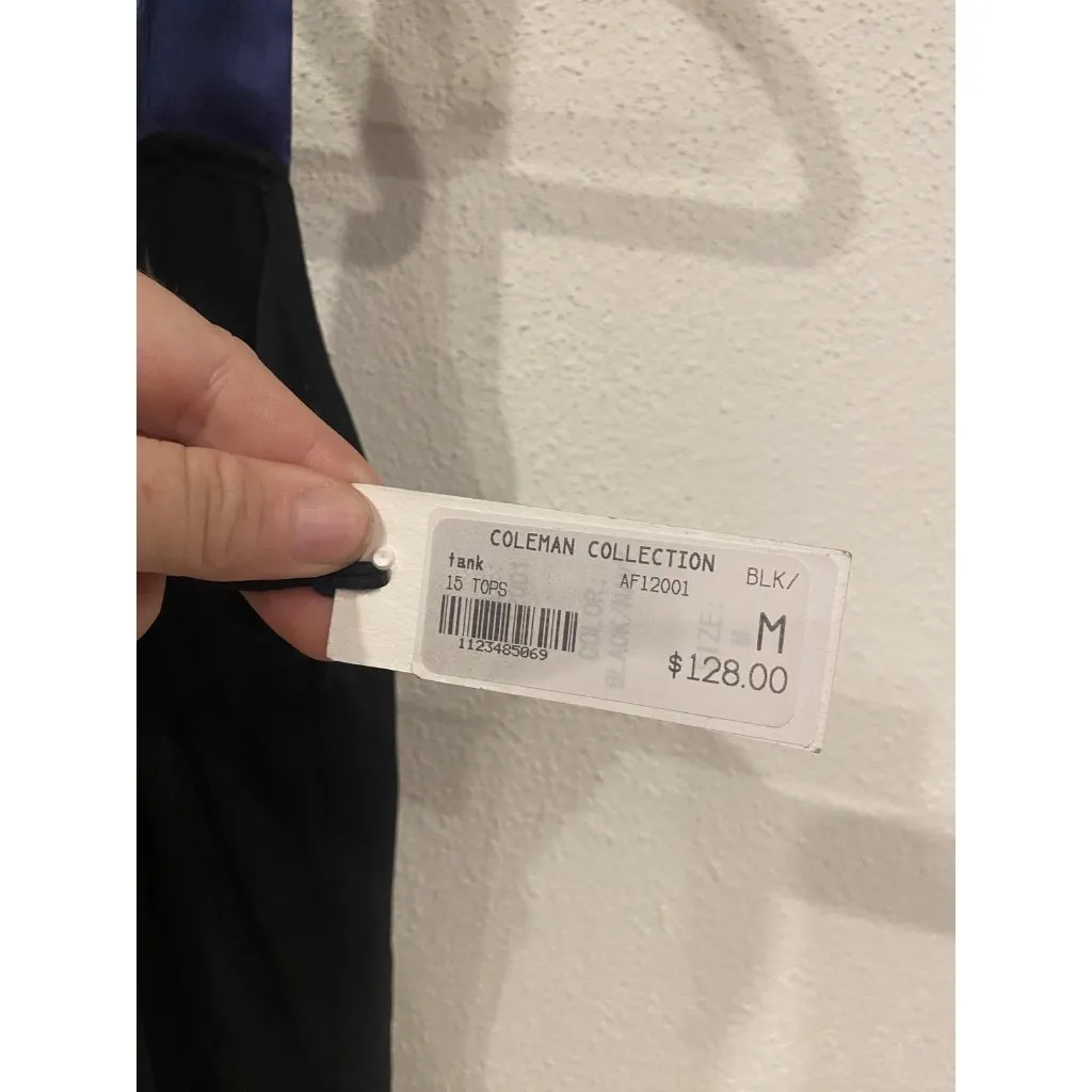 Symphony + Note Tank Top Womens Medium Black Coleman Collection Blue Strap NWT - Image 3