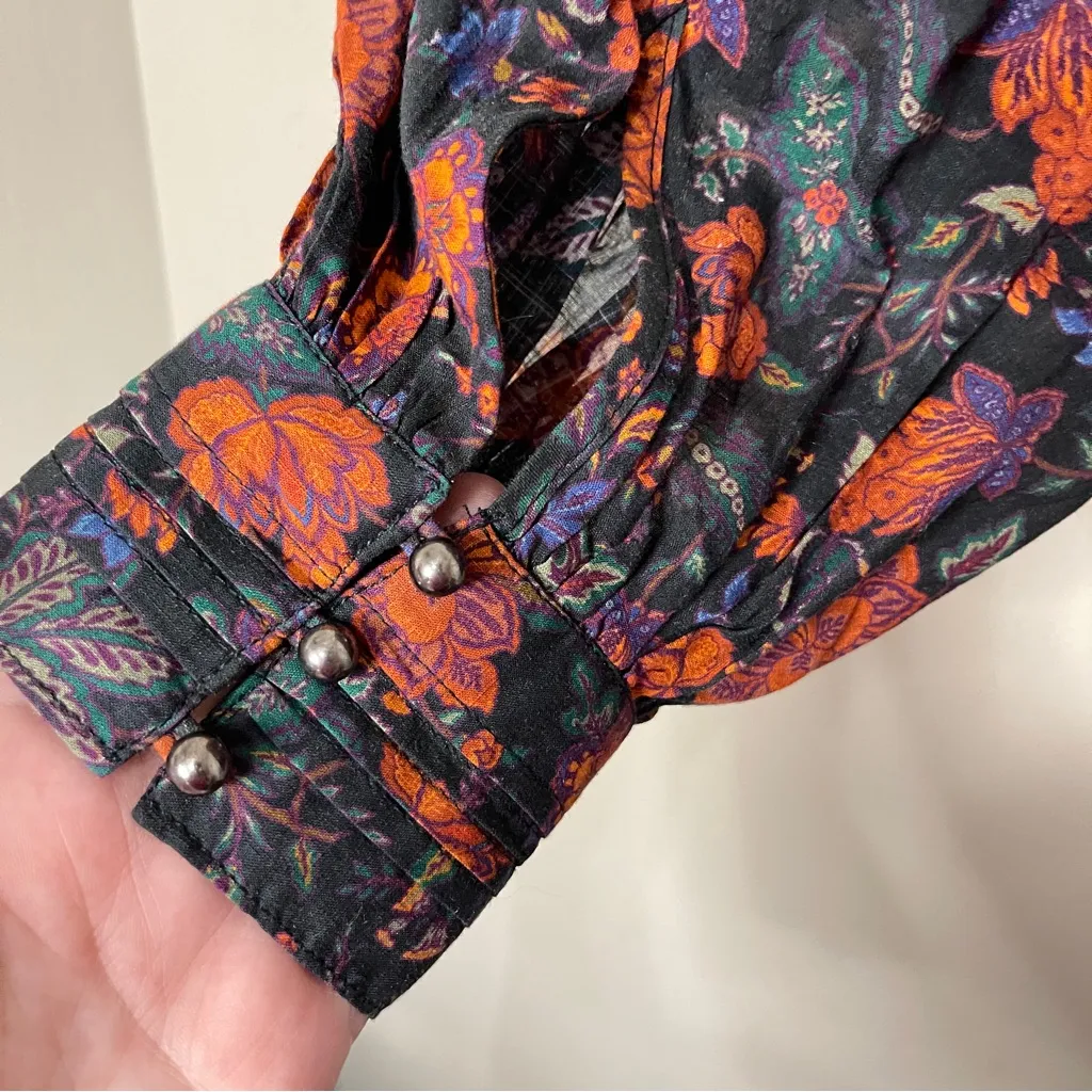 PILCRO The Sidney Batwing Floral Blouse: Button Loop Edition, Medium - Image 9