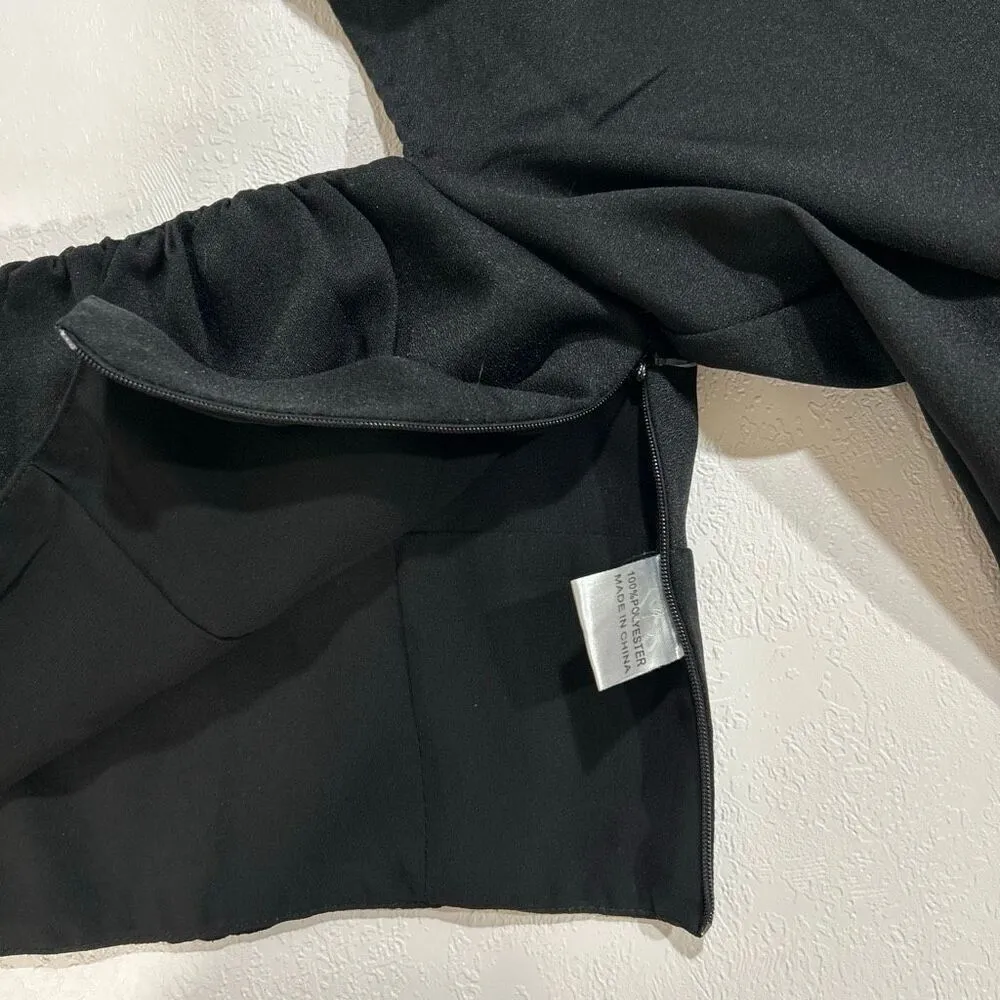 Princess Polly Black Puff Sleeve Crop Top US 4 Square Neck Long Sleeve - Image 7