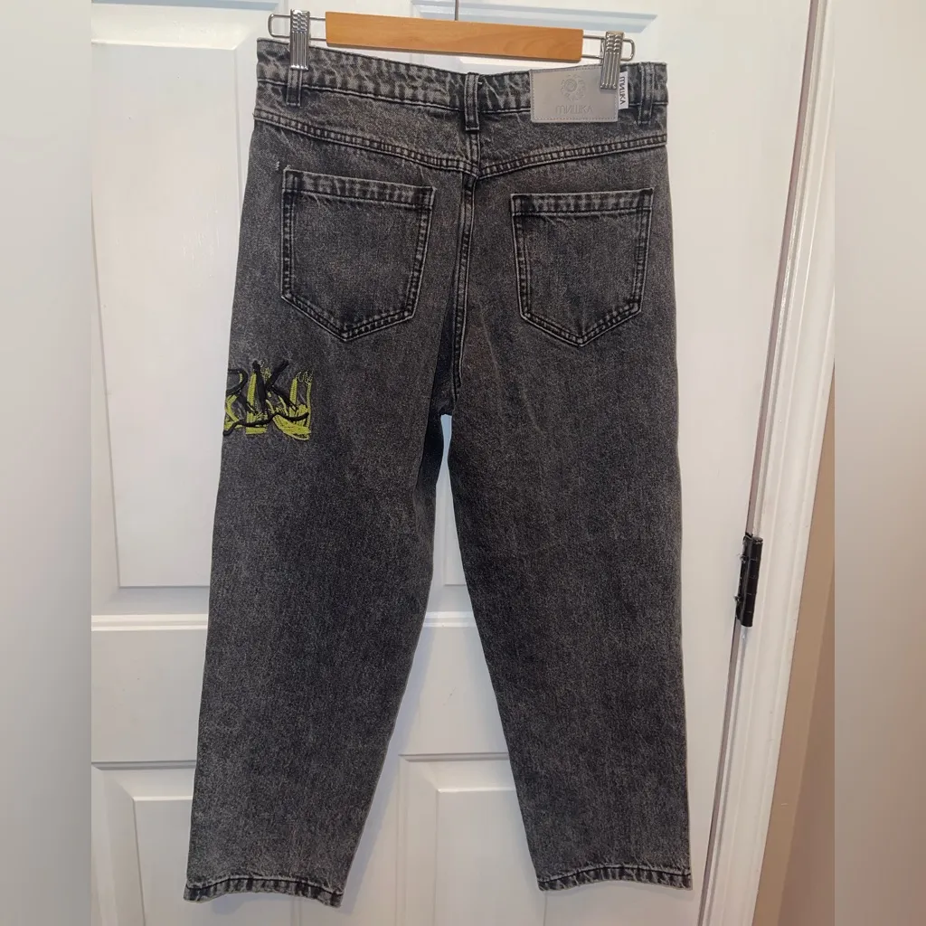 MNWKA BROOKLYN NEW YORK Mishka Black Graphic woman’s Jeans pants vintage large - Image 2