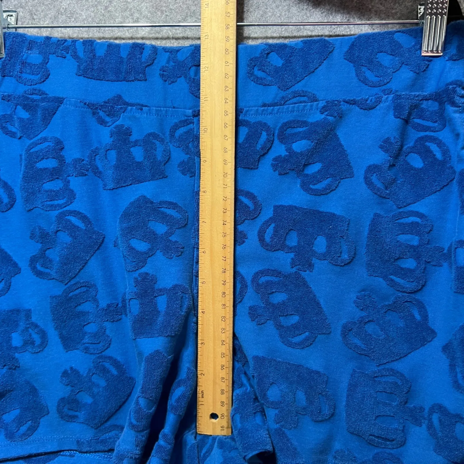 Juicy Couture‎ Terry Cloth Shorts Crown Print Lounge Casual XXL Blue Y2K Style - Image 4