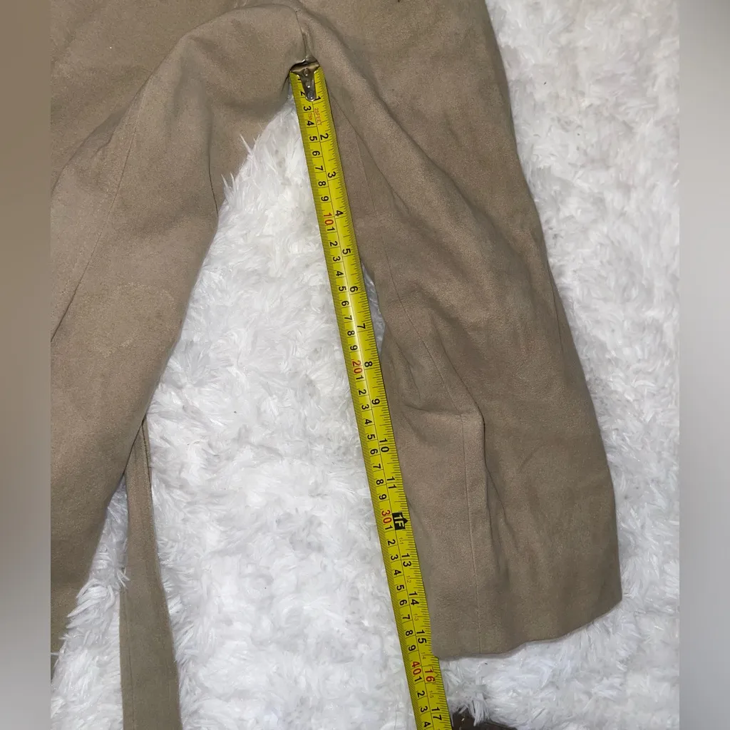 Vintage Gino Rossi for Wilson ultra suede long trench coat tan jacket tie waist Size M - Image 8