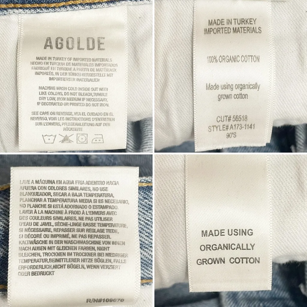 AGOLDE 90s Crop Mid-Rise Loose Straight Jeans Medium Wash Size 23 Organic Denim - Image 11