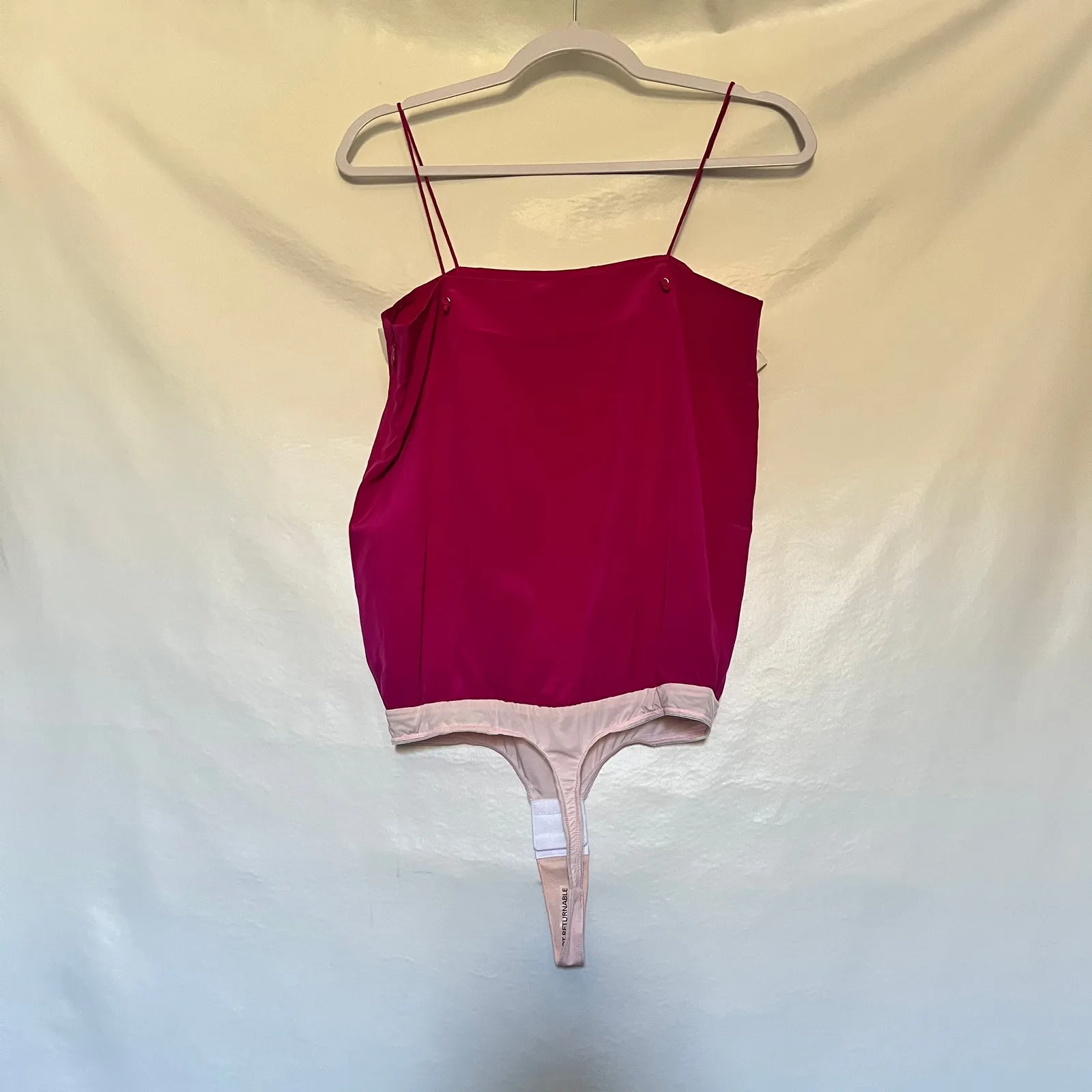 Tuxe 100% Silk Bodysuit Sz S Hot Pink Y2K Party Ballet Quiet Luxury Minimalist - Image 4