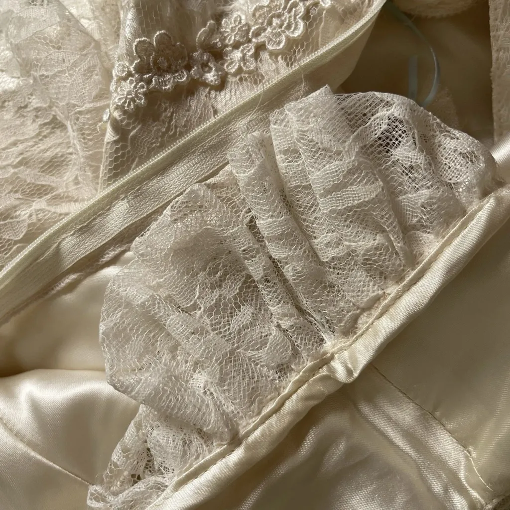 Vintage 1980s Cream Lace Wedding Dress Basque Princess Lace - Image 13
