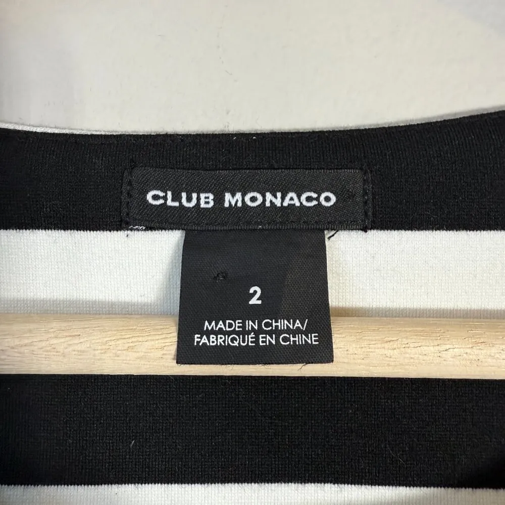 Club Monaco Haley Striped Shift Mini Dress Women's 2 Black White Classic Preppy - Image 10