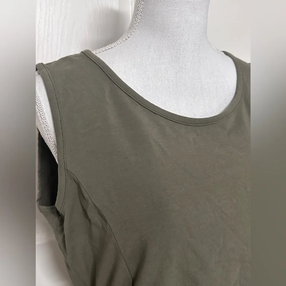 Kathleen Kirkwood olive green sleeveless shirt with lace sheer bottom size M Size M - Image 3