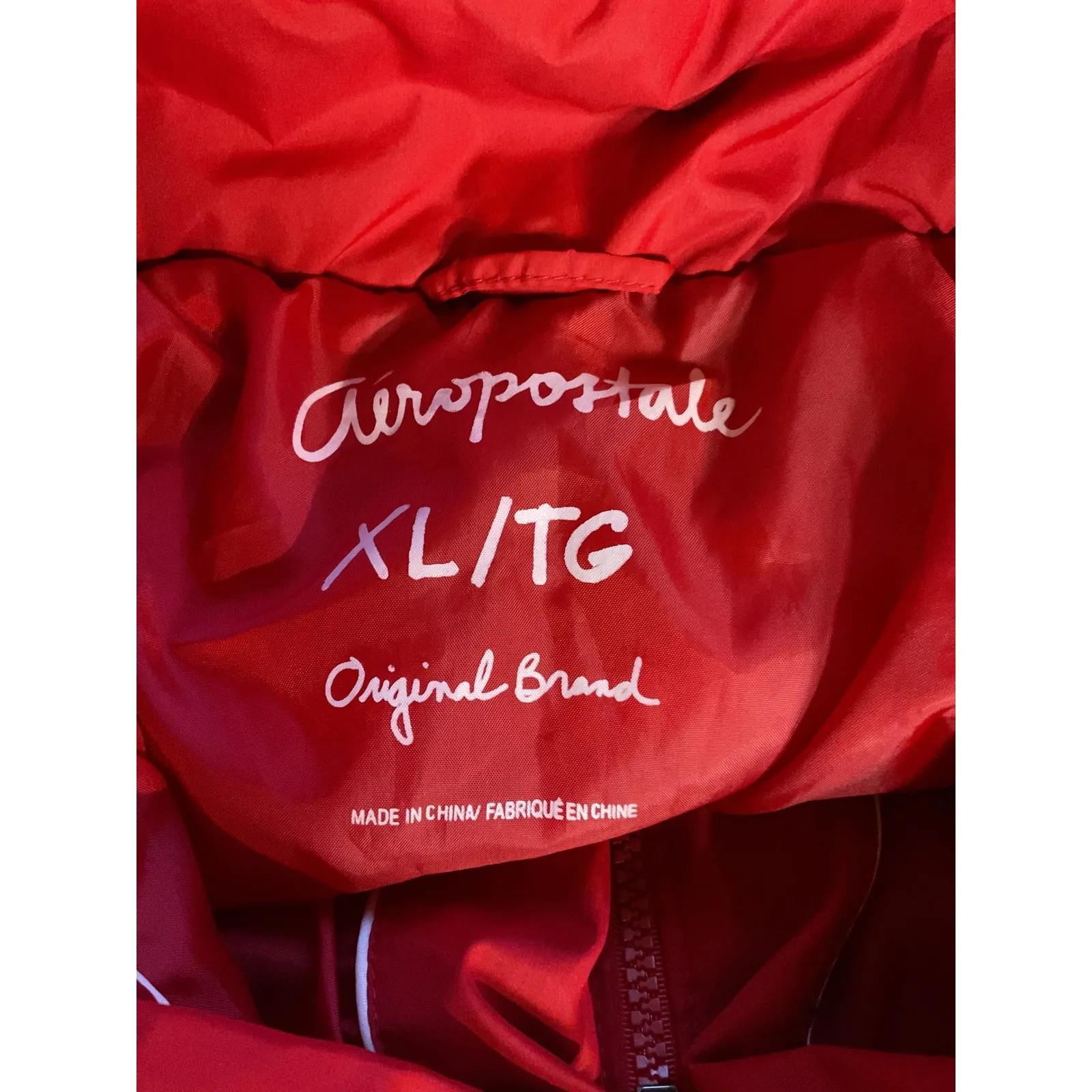 Aeropostale Women's Puffer Lined‎ Hooded Long Sleeve Full Zip Jacket Red Size XL - Image 6