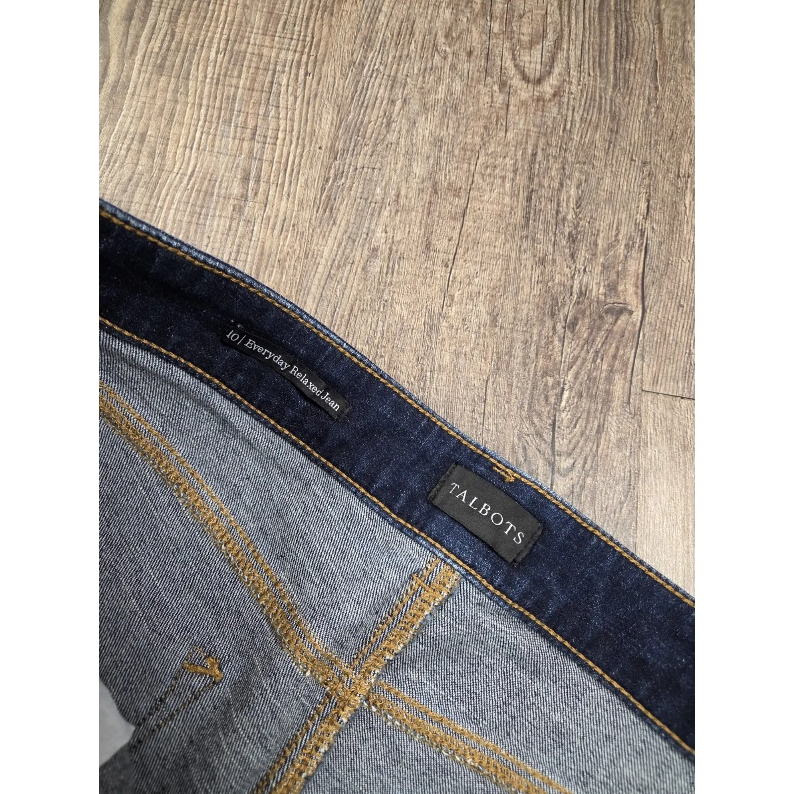 Talbots Tartan Trim Everyday Relaxed Jeans - Glacier Wash Plaid Cuff 10 - Image 3