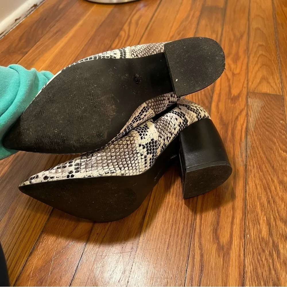 Lulu’s Cecy Black and White Snake Pointed Toe Ankle Booties 9 - Image 11