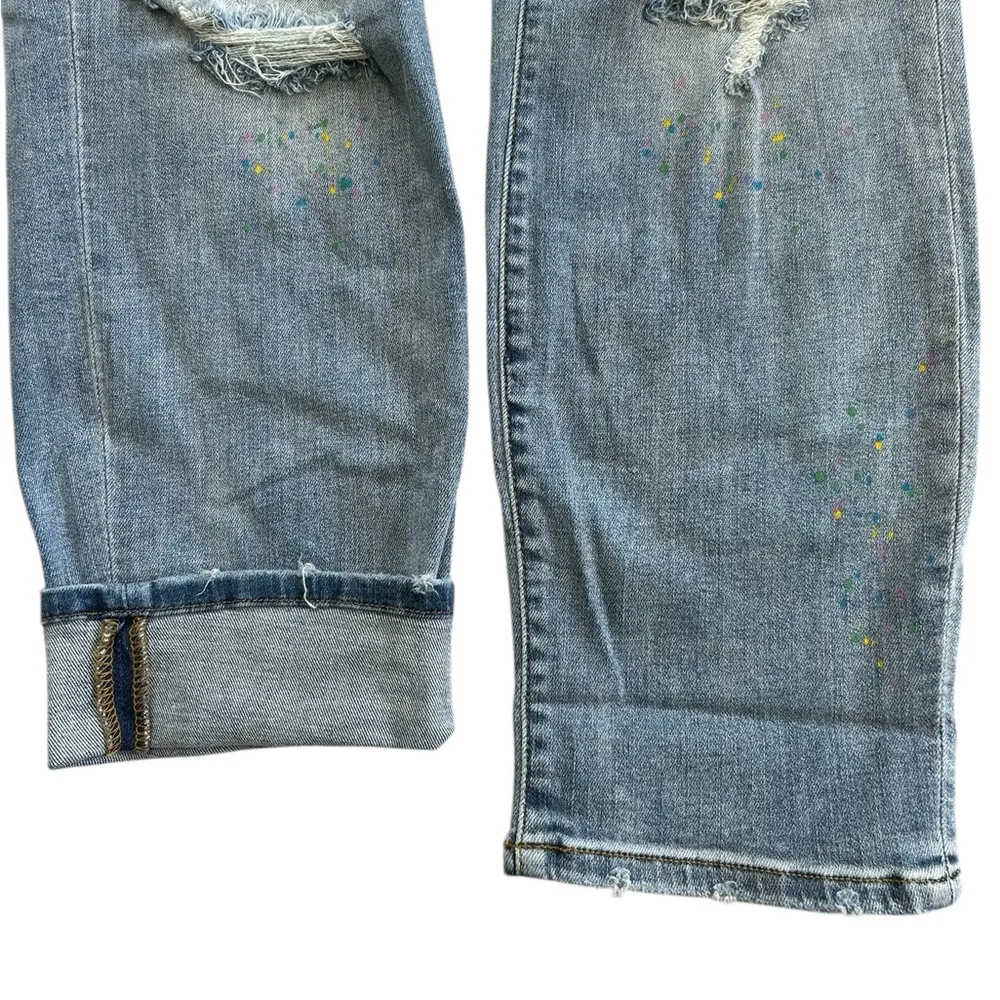 Judy Blue Paint Splashed NWT Boyfriend Mid-rise Jean 20w distressed medium/light - Image 8
