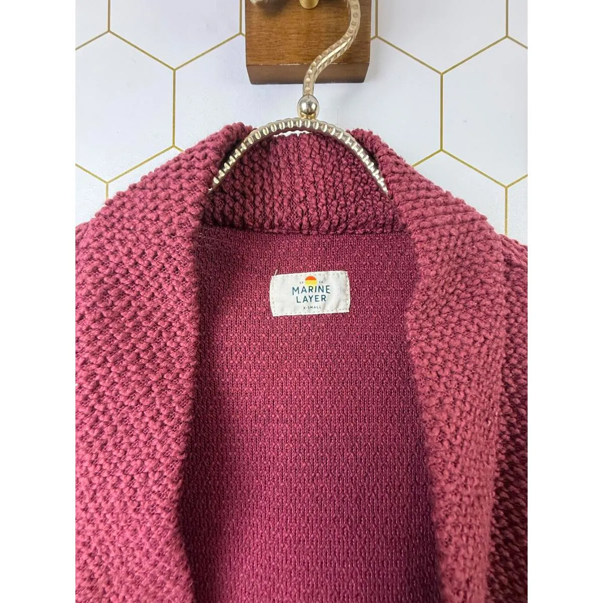 Marine Layer Open Front Birdseye Cardigan in Rhododendron - Size - XS - Image 6