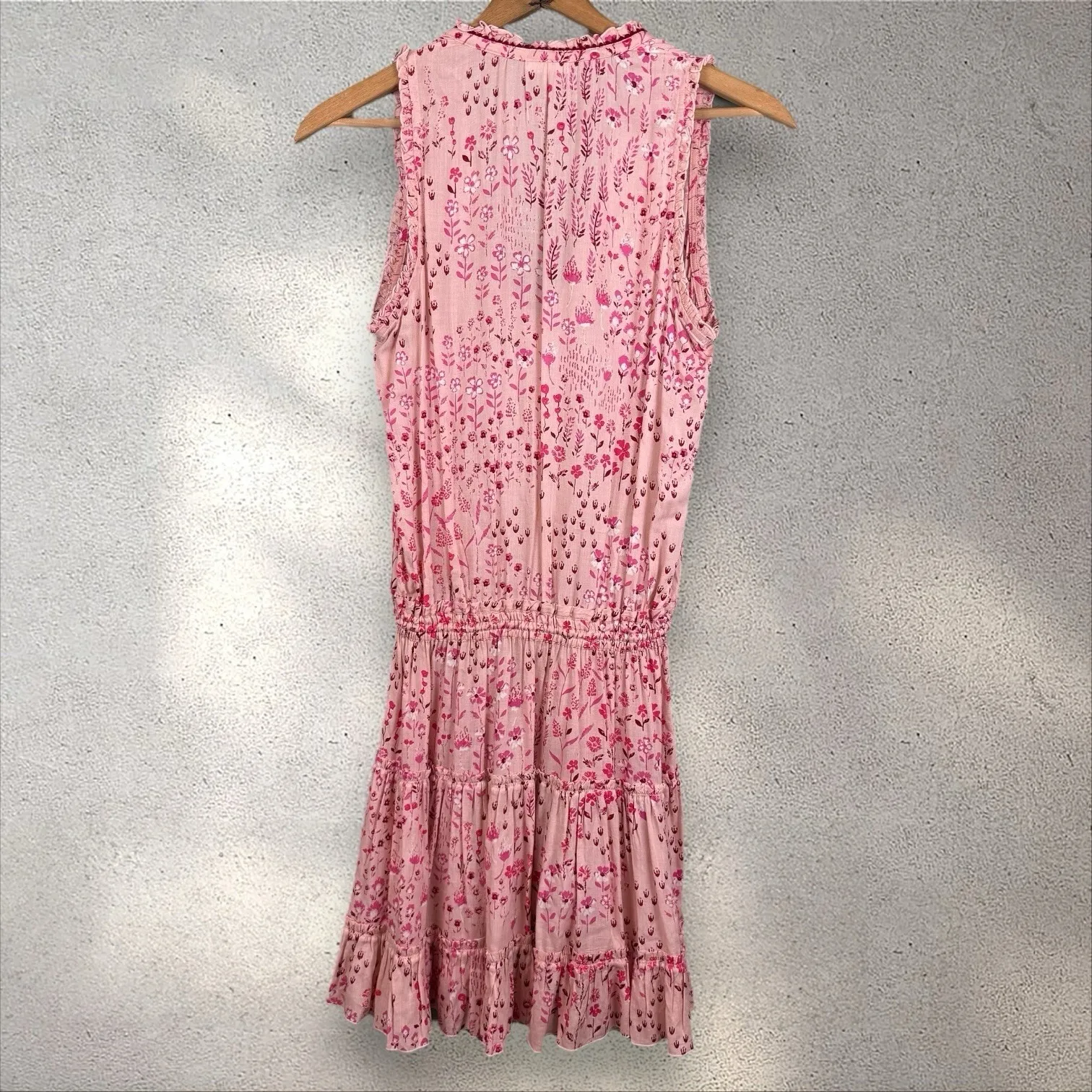 Poupette St Barth Clara Pink Floral Print‎ Mini Dress Pom Poms Sz S - Image 5