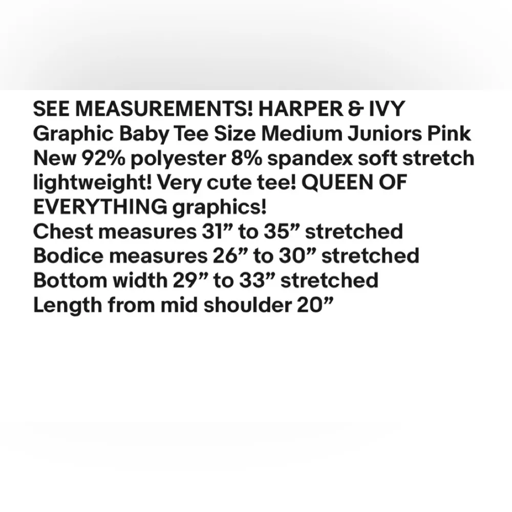 HARPER & IVY Womens Graphic Baby Tee Size Medium Juniors Pink New - Image 9