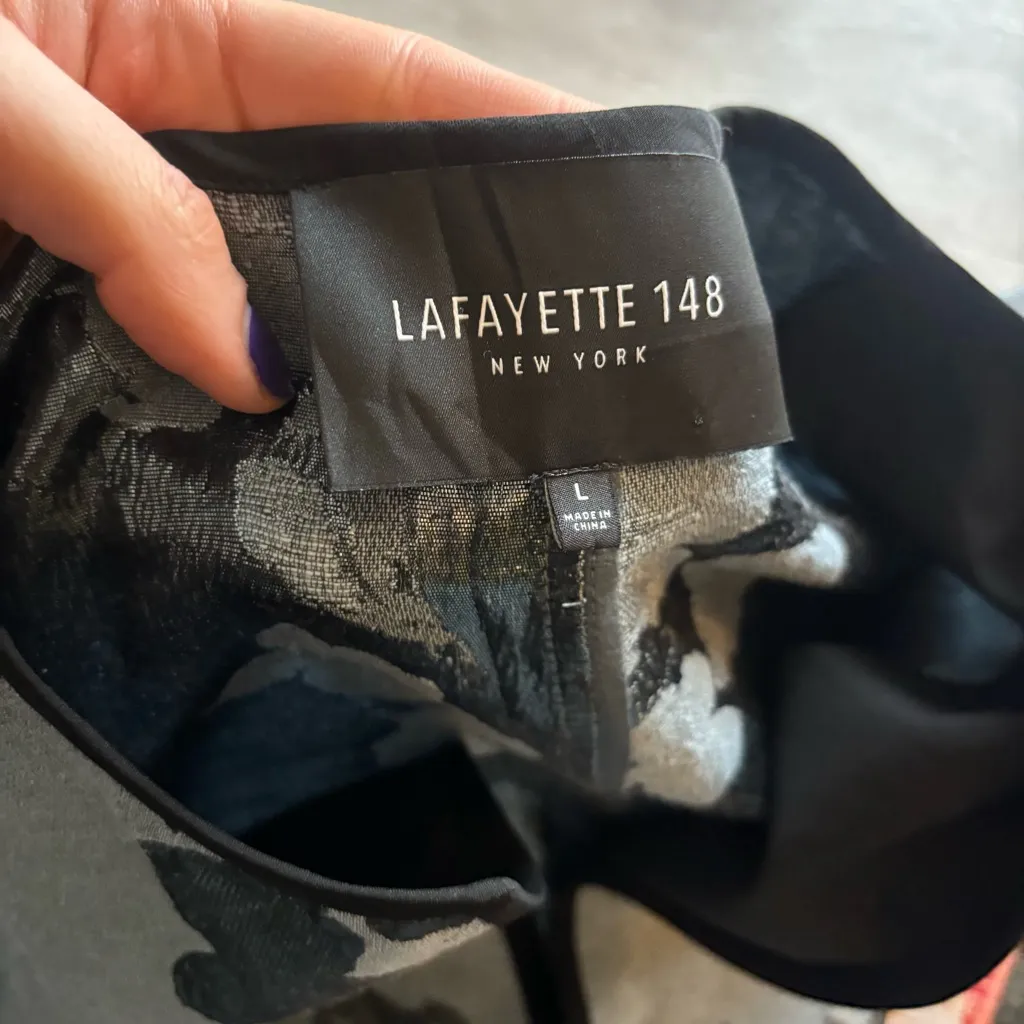 Lafayette 148 Metallic Floral Jacket – Size L – Like New Black Size L - Image 6