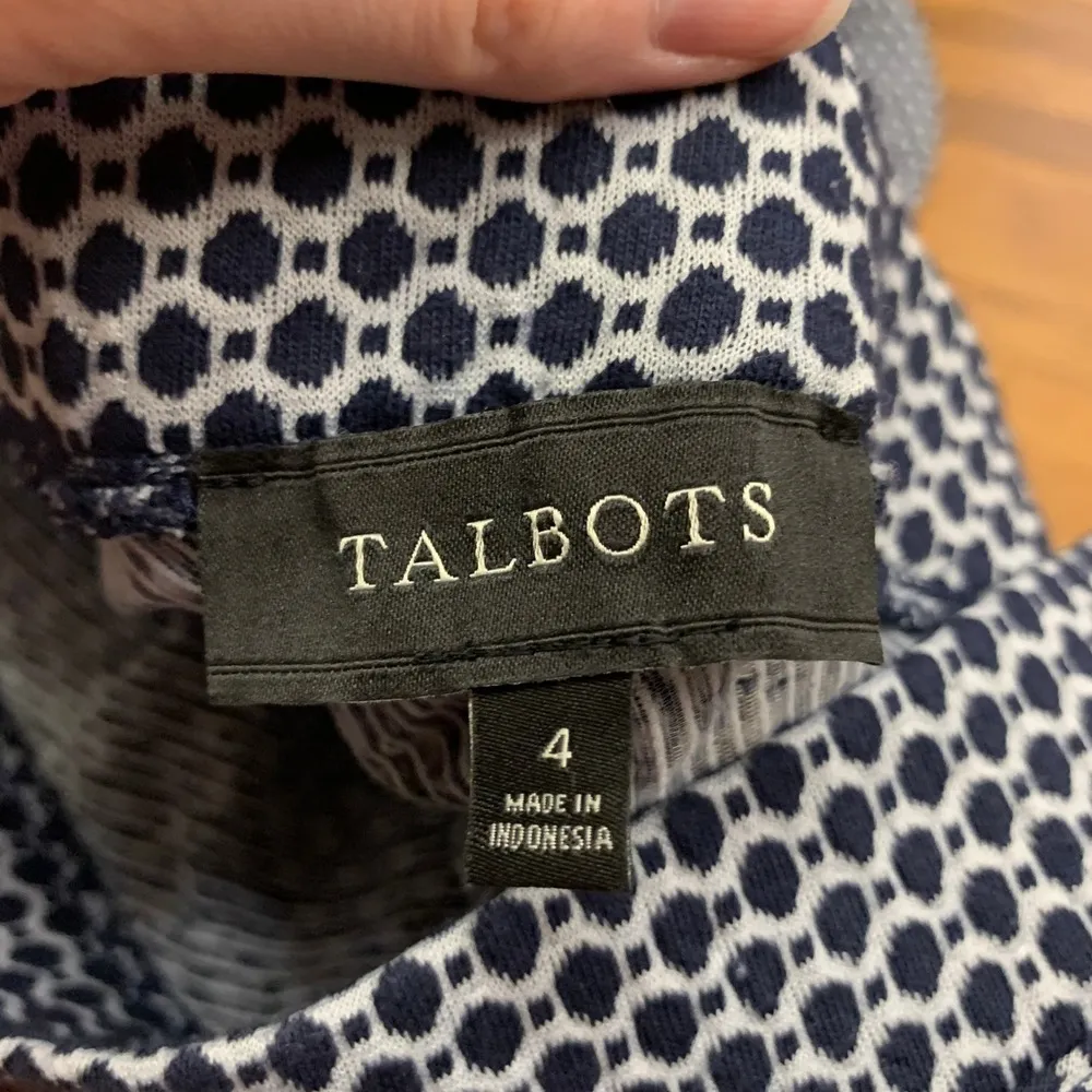 Talbots A-Line Skirt Womens Size 4 Geometric Print Career Casual Navy Blue White - Image 3