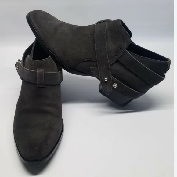Rag & Bone Harley Belted Suede Booties Size 6 Color Charcoal Gray - Image 17