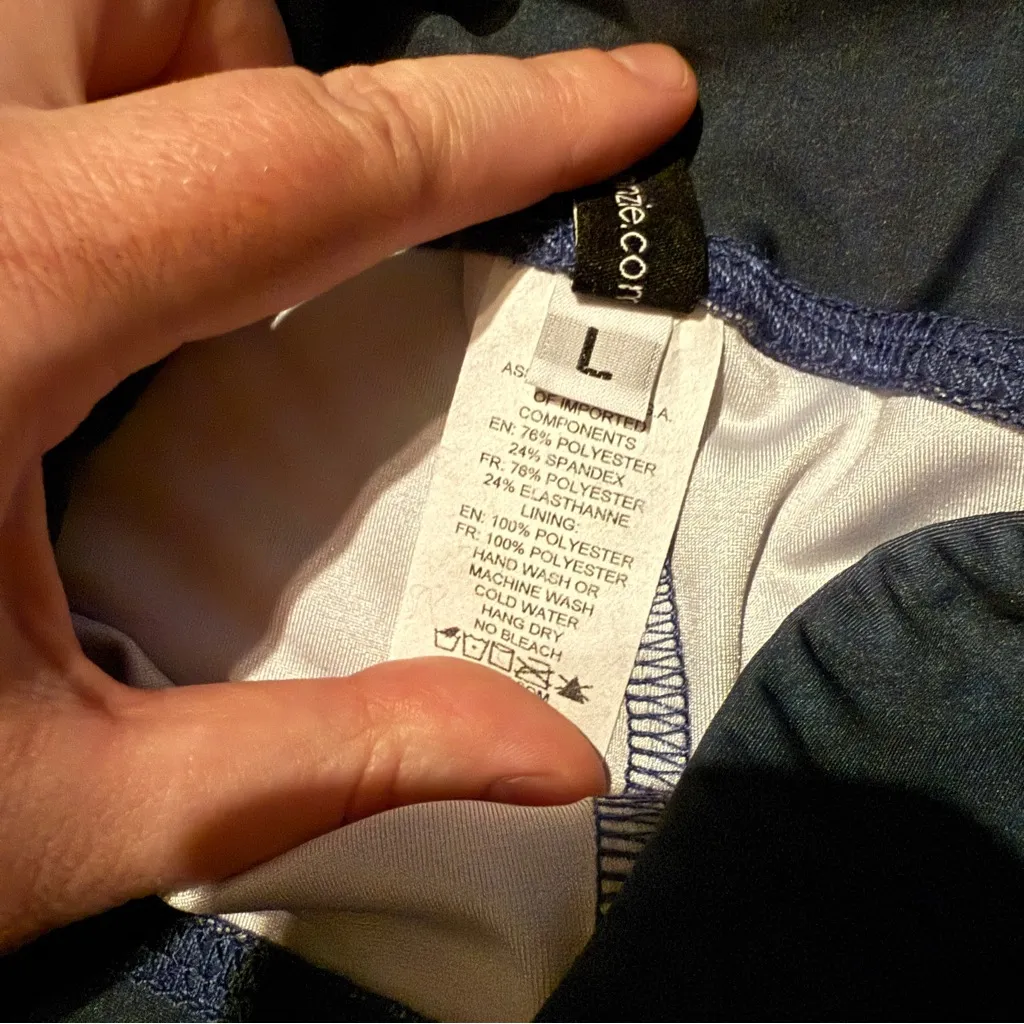 Onzie‎ Pebble Blue Tie Dye Midi High Rise Ankle Leggings Sz L NEW - Image 6