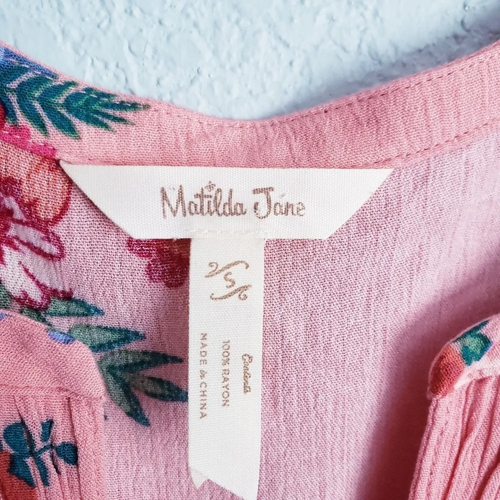 Matilda Jane Long Sleeve Coral Floral Let's Go Out Dress - Image 5