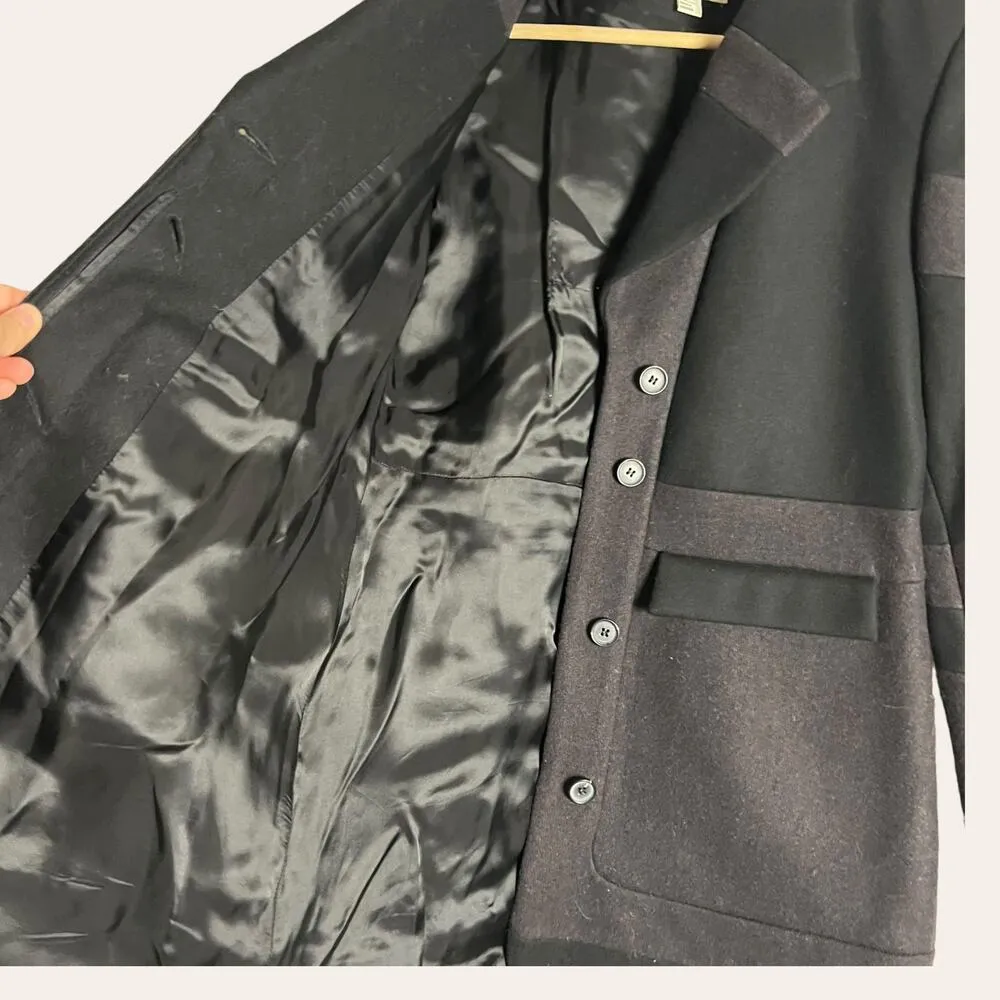 Reiss Laurent Women’s Wool Cashmere Black Gray Colorblock Pea Coat Size Small - Image 10