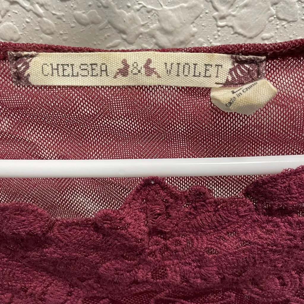 Chelsea & Violet burgundy lace top - Image 3
