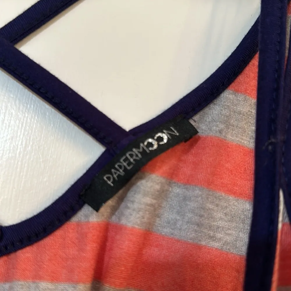 🌕 striped navy coral super soft strappy tank dress NEW size medium - Image 4