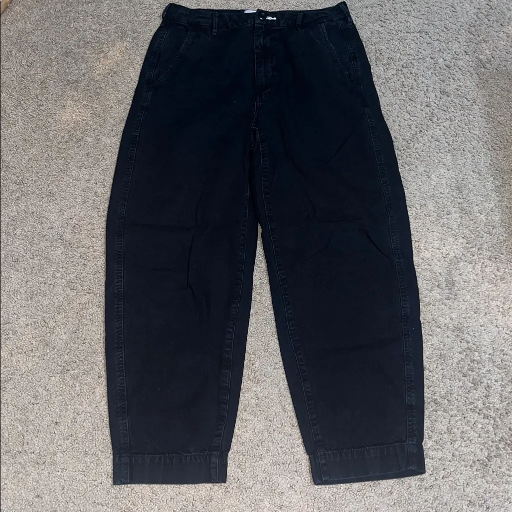 Everlane‎ Arc Curved Canvas Pant Tapered Balloon Leg Black 6 - Image 3