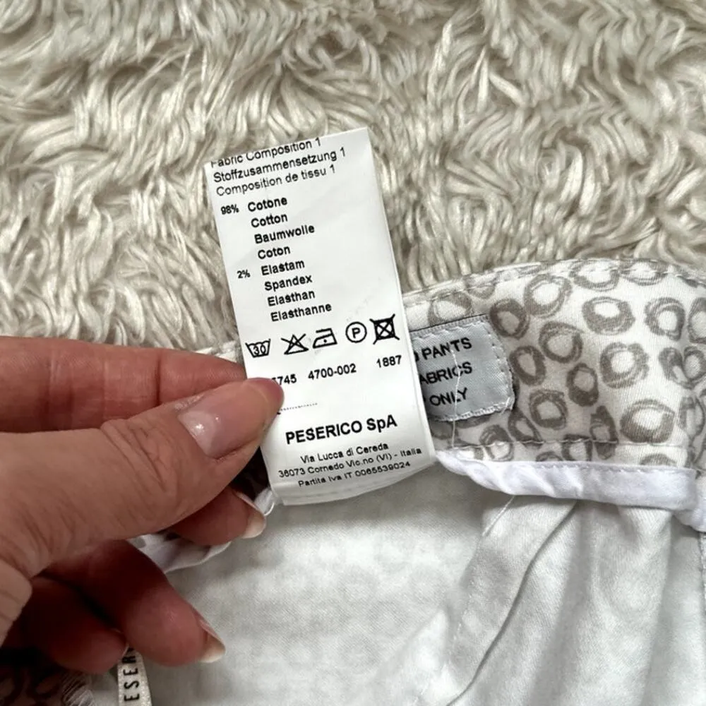 Peserico Slim Cut Tailored Straight Leg Casual Pants Stretch Twill Cropped White Size L - Image 9