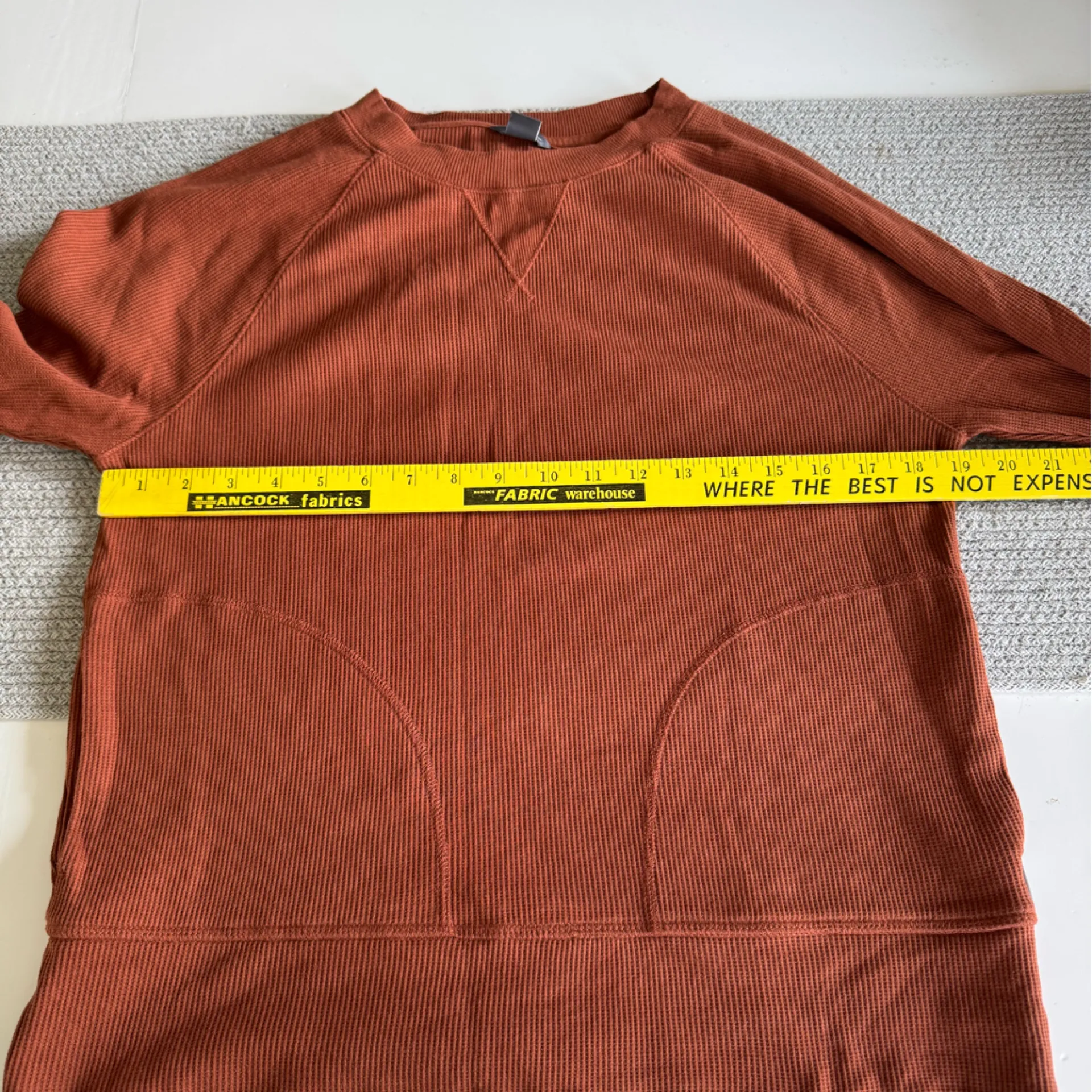Eddie Bauer Rust Orange Thermal Cotton Long Sleeve Top Sweatshirt Pockets XS - Image 6