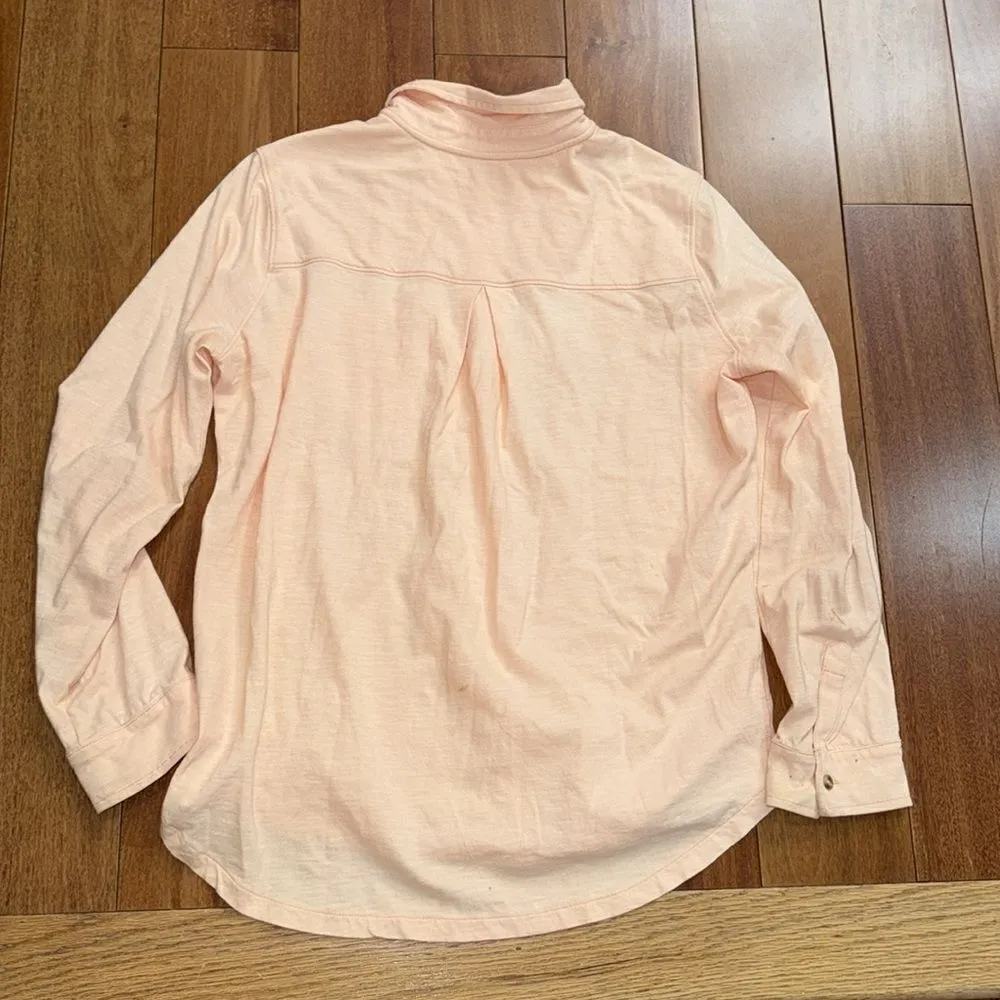 Carhartt Women's Button Up Long Sleeve Peach Solid Cotton Collared Size M (8-10) - Image 4