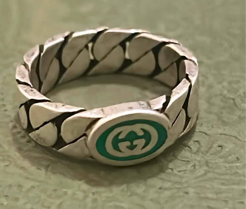 Sterling Silver Interlocking Curb Chain Ring - Image 6