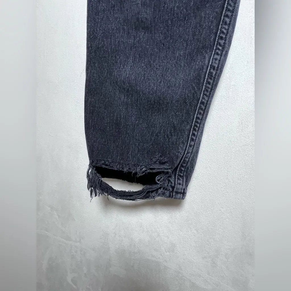 Agolde Jeans Women Sz 23 Blk 90s Crop Heavily Distressed Ripped Organic Cotton - Image 10