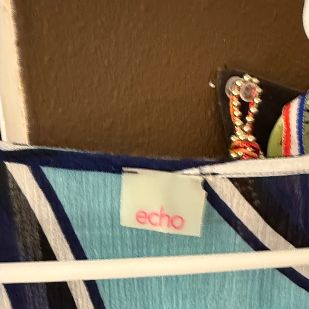 Echo Blue and White Abstract Swim Coverup Size undefined - Image 2