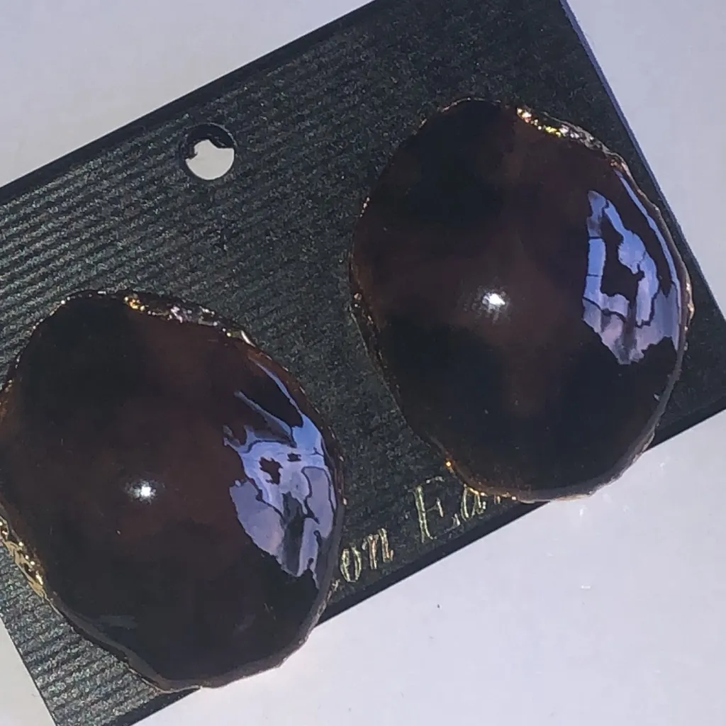 Elegant Brown Enamel Chunky Retro Boho Earrings - Image 2