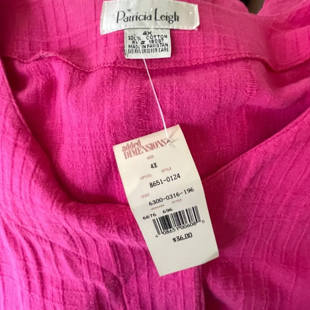 Vintage Patricia Leigh Pink Linen Midi Shift Button Down Dress Plus Size 4X u - Image 5