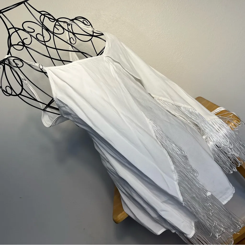 Free People woman’s bohemian western White Fringe Jumpsuit size SP - Image 3