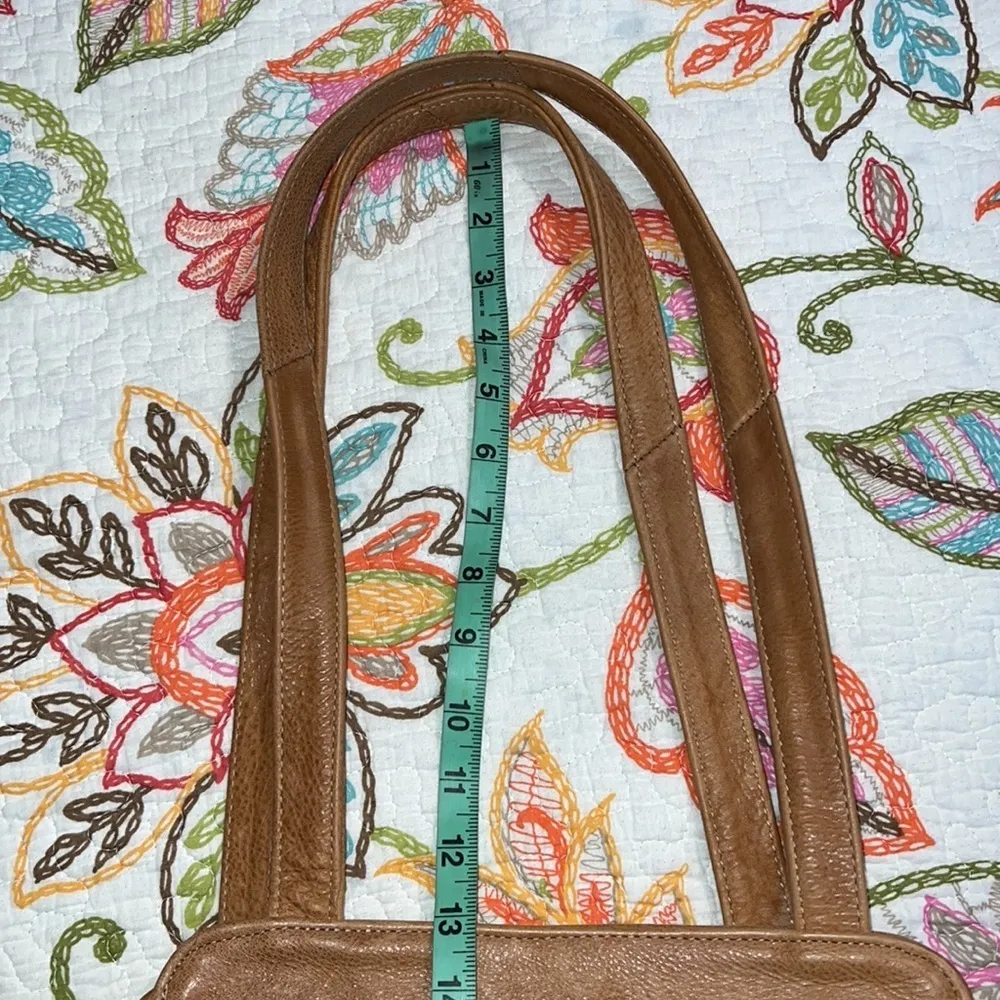 the sak brown shoulder bag purse tote three zip close pouches outside pockets - Image 9