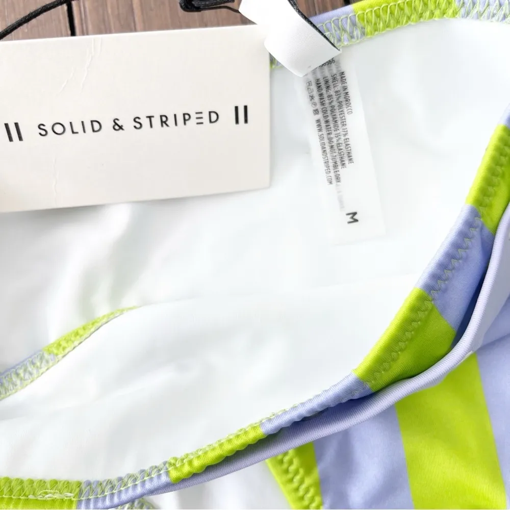 Solid & Striped  Rachel Belt Bikini Bottom in Lavender Lime Stripe - Image 4